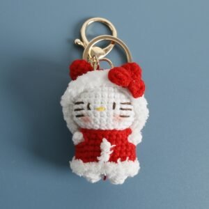 Alternative view of Handmade Crochet Kitty Keychain – Festive Red Edition | Knit&Knots