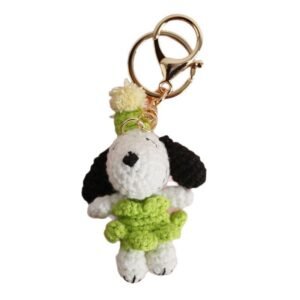 Alternative view of Handmade Crochet Snoopy Keychain – Green Outfit Edition | Knit&Knots