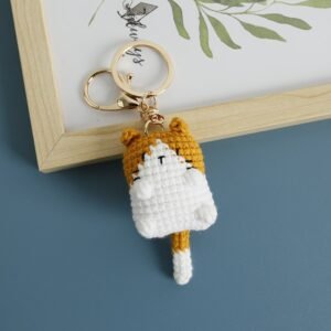 Alternative view of Handmade Crochet Lying Cat Keychain – Multiple Colors | Knit&Knots
